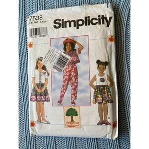 Simplicity 7538 Girls dress top pants pattern
